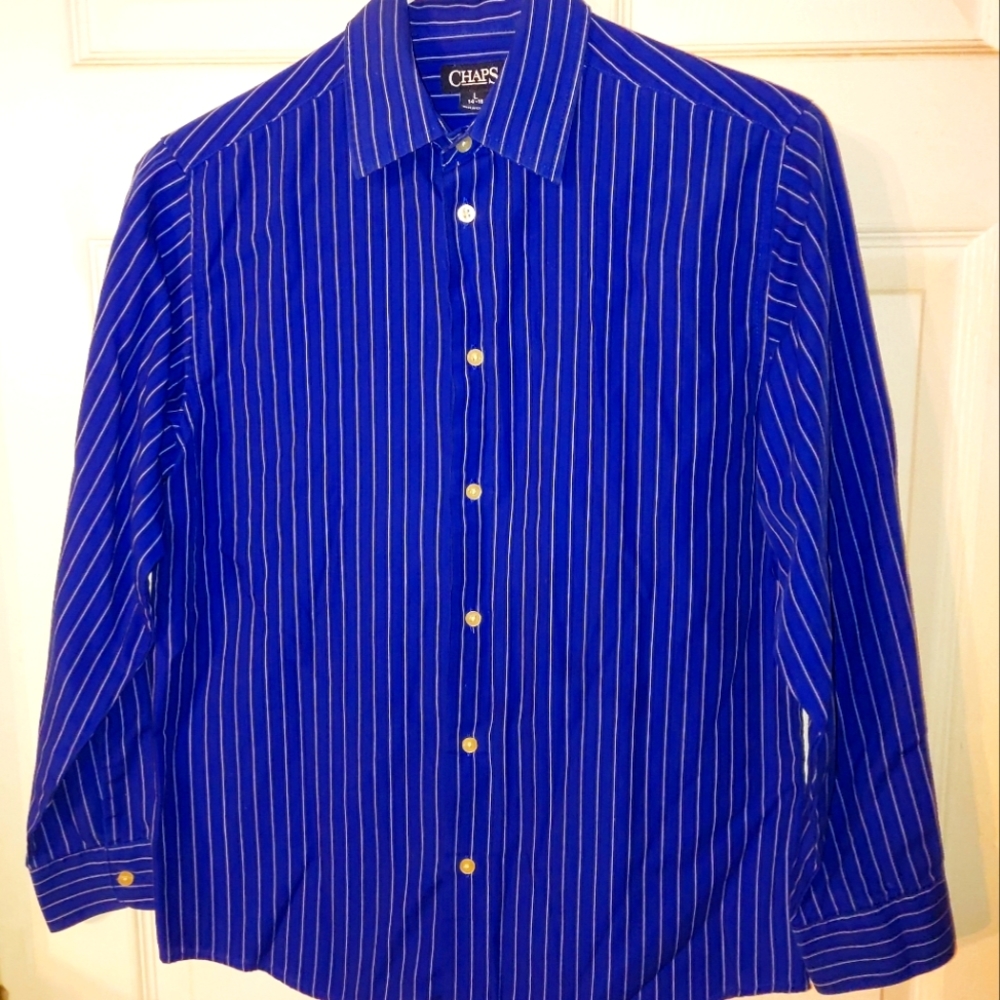 Chaps blue button down, Boys L